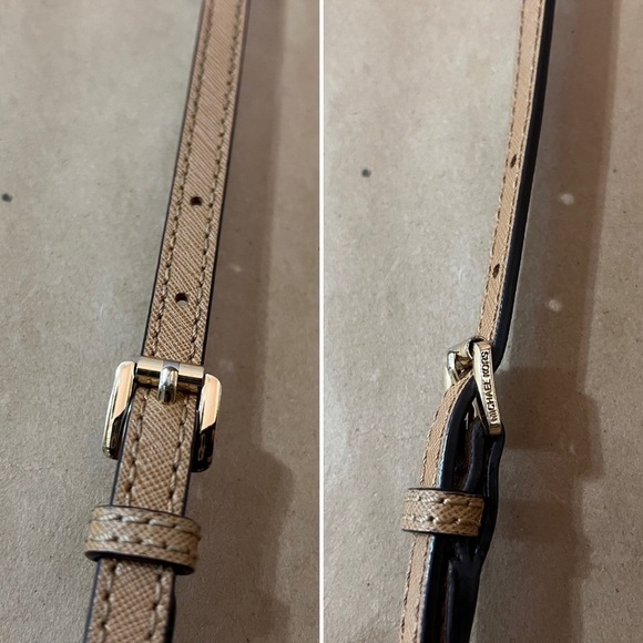 Michael Kors | Cindy Large Dome Saffiano Leather Crossbody Bag Purse in Peanut - Picture 6 of 16